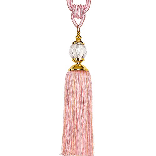 SHZONS 1 Pair Handmade Crystal Tassel Curtains Tiebacks Rope Curtains Buckle Holdbacks