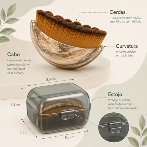 Escova de Drenagem Linfática Facial e Corporal Massageador Queixo Duplo Define Mandíbula Lifting Firmeza Desincha Rosto Cerdas Macias Skincare com Estojo Protetor para Todos os Tipos de Pele