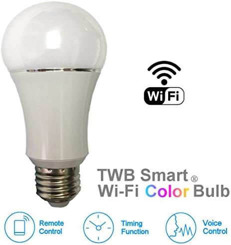 Color LED Light Bulb, Wi-Fi Dimmable Smart Bulb, Compatible with Alexa, Amazon Echo Dot Accessories, and Works with Google Home, Built-In Timer Switch for Smart Home Automation (50W 1-Pack)