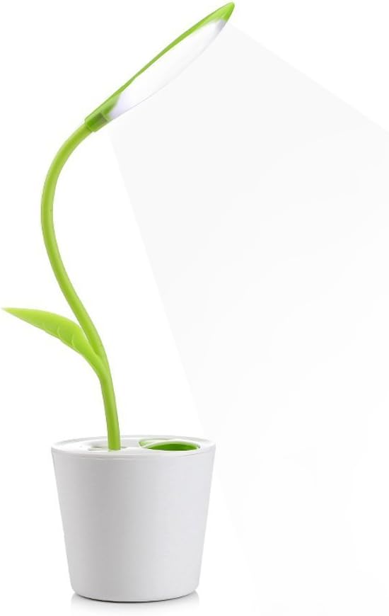 Adjustable LED Desk Lamp - AoviKid Table Lamps with USB Charging Port,Touch 3-level Dimmer and Decor Plant Pencil Holder, Eye Care Night Lights for Kids Bed Room(Green)