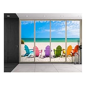 Colorful Chairs on The Sand Looking Over The...