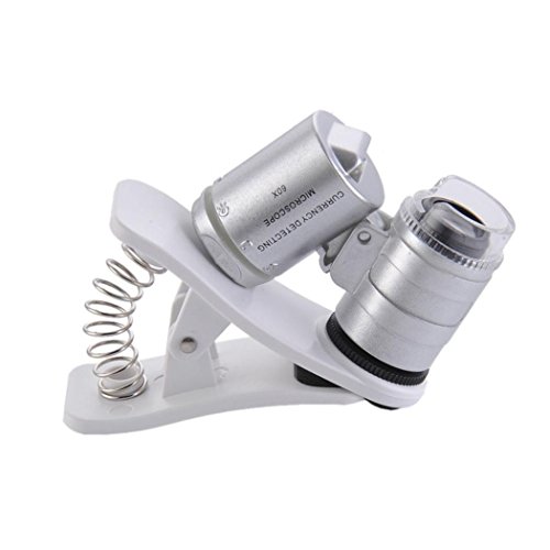 AutumnFall Magnifier,9882W 60X Magnifying Universal Mobile Phone LED Microscope Magnifier with Clip (Silver) - Thumbnail 4