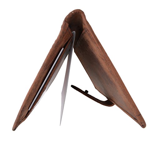 Vintage Genuine Leather RFID Blocking Simple Checkbook Cover with Snap Closure