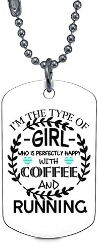 COLOSTORE I'm The Type Of Girl Necklaces, Happy With Coffee Dog Tag (Dog Tag Necklaces - White)
