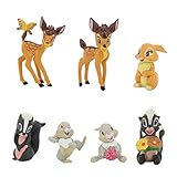 GHTERT 7 Pcs Lovely Fawn Deer Animal Figurines Toys Mini Figure Collection Playset, Cake Topper Toy Doll Set, Car doll, Office ornament, Miniature Decorations, Landscape Scenes