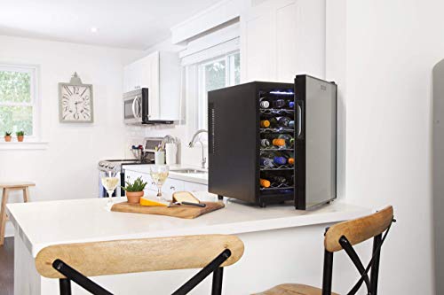 Koolatron-WC20-Thermoelectric-Wine-Cooler-20-Bottle-Capacity-with-Digital-Temperature-Controls-Vibration-free-and-Quiet-Cooling-Power-5-Removable-Shelves-Black
