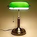 TORCHSTAR Retro Banker's Lamp, Yellow Glass Desk Light, Antique Brass Finish, E26 Base Bulb Compatible, 350 Degrees Rotatable, Pull Cord Switch Included for Living Room, Nightstand Table, Bedroom