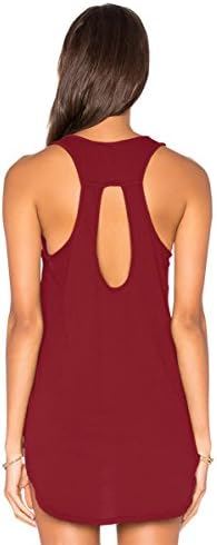 Yucharmyi Women's Backless T Shirt Trendy Tops Knit Tank Tops Summer Tops Workout Shirts Sexy Sleeveless Tops Stretchy Blouse Loose T Shirt Workout Shirts (Winered, S)