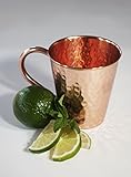 Moscow Mule Full Copper Mug – Authentic Solid Pure All Copper Cup – 16oz Tapered Design –Hand Hammered Finish – By Stubborn Mule
