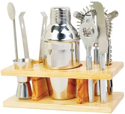9 Piece Stainless Steel Cocktail Set with Stand