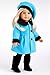 Parisian Stroll - 4 Piece Outfit - Blue Fleece Coat with Matching Beret, Black Leggings and Boots - Clothes Fits 18 Inch Doll (Doll Not Included)