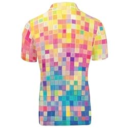 HUGS IDEA Colorful Geometry Mens Golf Shirt Dry Fit