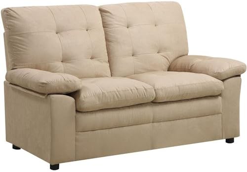 Buchannan Microfiber Loveseat, High Density Foam Seating, Perfect for Offices and Small City Size Apartments, Taupe Cream Color