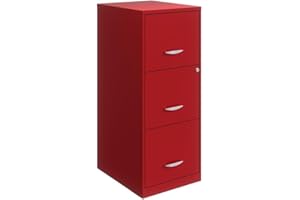 Hirsh Industries Space Solutions 3 Drawer Metal Vertical File Cabinet with Lock Lava Red