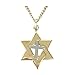 TrueFaithJewelry 14KT Gold Plated Sterling Silver Star of David Cross Pendant Two-Tone Necklace Religious Jewelry, 5/8 Inch