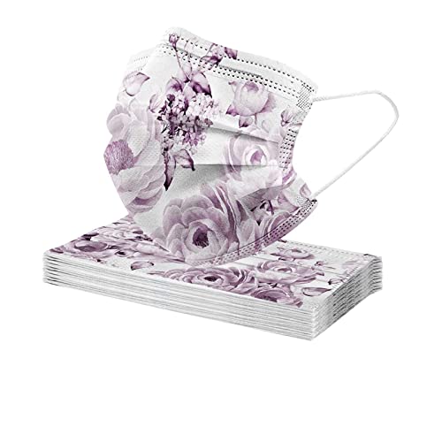 FOLOU 50 Pack Spring Disposable Face Masks for Women,3 Ply Floral