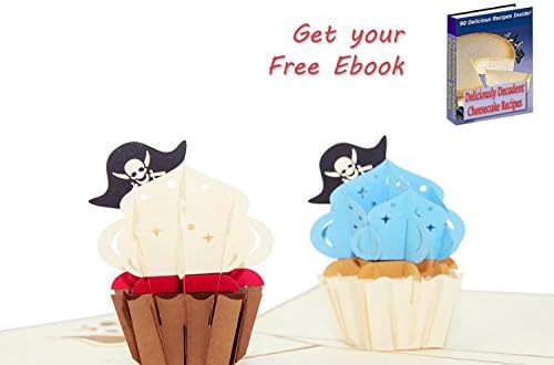 PIRATE CUPCAKE POP UP CARD| 3D Handmade Greeting Cards Laser Cut | Birthday Handcraft Amazing Gift| SET OF 2