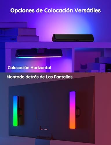 Barras de Luz, Retroiluminación de TV RGBICWW Funciona con Alexa y Google Assistant, Regulable 16 Millones de Colores Para Habitaciones, Decoración de Juegos