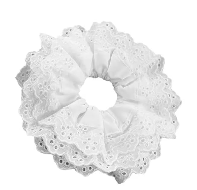 Photo 1 of Big Flower Scrunchies for Women Elastic Hair Bands Ponytail Holders Tie Solid Color Hair Hoop Scrunchy Girl Hair Ring
