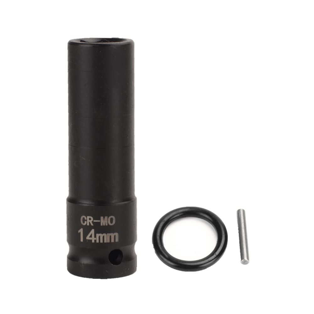 FLZOSPER 1/2 Inch Drive x 14 mm Deep 6-Point Impact Socket，CR-MO