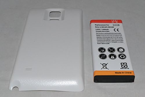 Galaxy Note 4 IV 8200mAh Extended Battery + White Cover N9100 N910 N910T N910V N910A