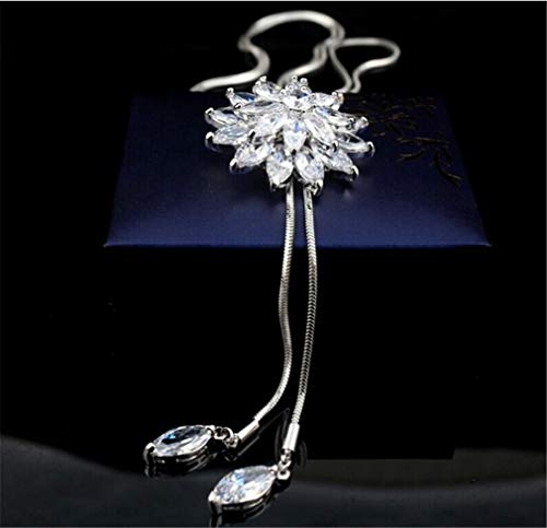 Rurah Zircon Fringed Clover Sweater Chain Necklace Pendant Women Girl Ornaments Fashion with Clothing Accessories (3#)
