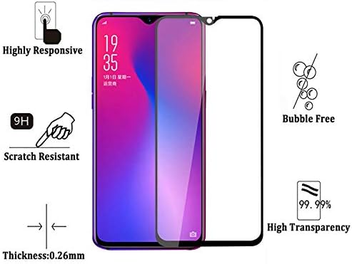 WTGJYYXX Screen Protector 2 Pcs 2.5D Full Cover Glass for Oppo R17 Tempered Glass 6.4" F9 F9 Pro Screen Protector Anti-Explosion Protective Film