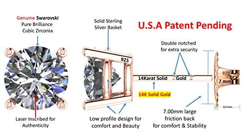 1 Sterling+Silver+Prong+Earrings+Plated+5+25mm+1+00cttw