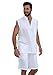 Cotton Natural Mykonos Sleeveless Drawstring Beads Shirt CN302 (Large, White)
