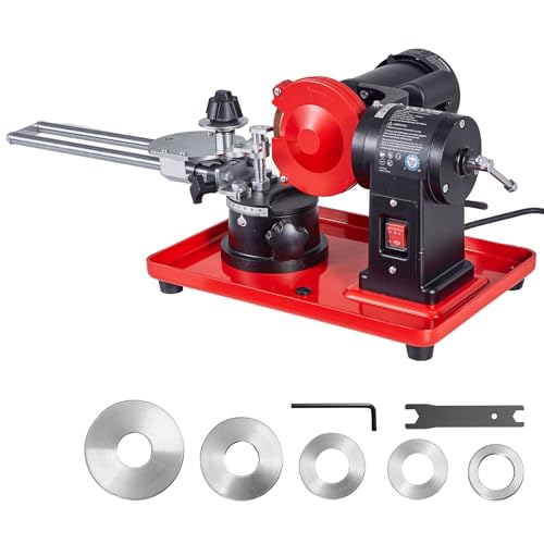 VEVOR Circular Saw Blade Sharpener, 370W 3590RPM Rotary Angle Mill Grinder Sharpening Machine with 5 Grinding Wheel & 6 Saw Centerings - Fits Φ3.2 to Φ27.5 Circular Saw Blades