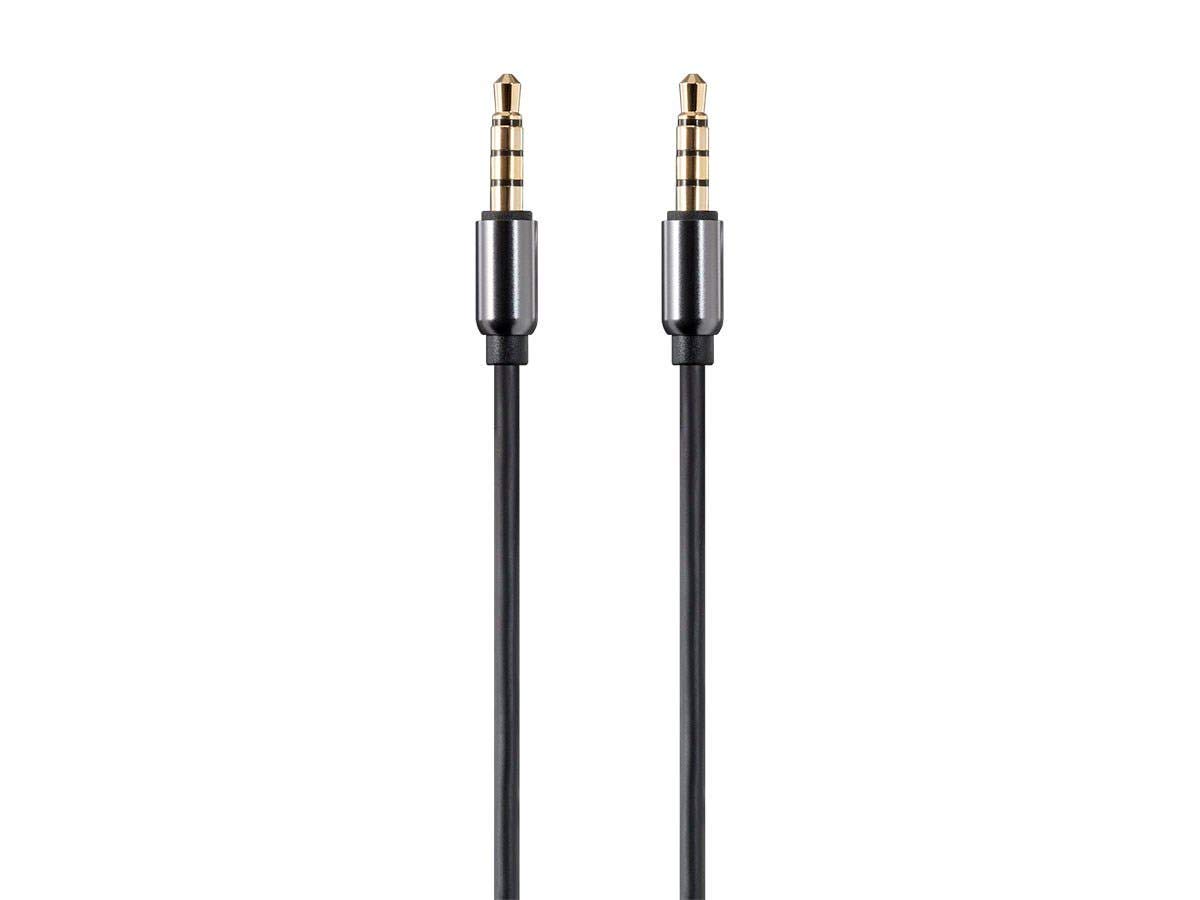 Photo 1 of Monoprice Auxiliary Audio Cable - 3.5mm TRRS, Gold Plated, 6 Feet, Black - Onyx Series