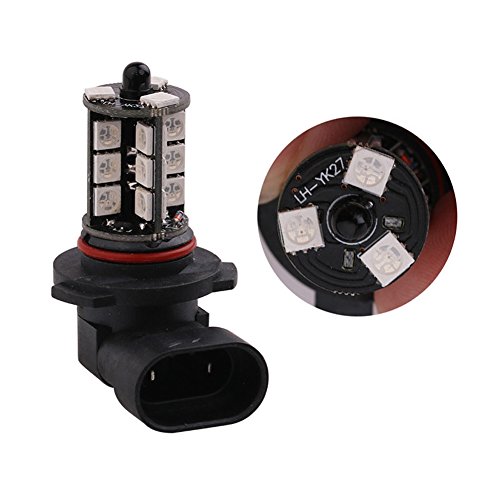 LEDHOLYT 2pcs 12V High Power 5050 27SMD Multicolor RGB LED Fog Lights for Cars Trucks Remote Control Flashing Lamp Bulb (9005)