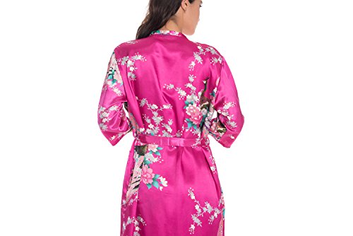 Yukata Womens Gorgeous Loungewear 2PC Set Sleepwear Camisole & Robe, Rose 3XL