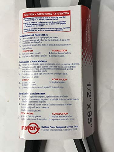 Rotary 5128 Belt Compatible with Craftsman 144959, 130801, 138255 (1/2X95) Retail Packaging