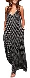 Tuesdays2 Women V-neck Polka Dot Print Spaghetti Strap Boho Long Maxi Chiffon Dresses