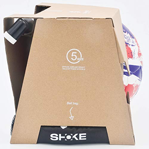SHOKE Soccer Ball Size 5 Thermal-Bonding Hold Air Water-Resistant, Official Match Soccer Balls for Training Outdoor Sports Rebound Height 51.18-53.15 inch with Pump and Mesh Bag