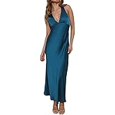Yixinjew Summer Satin V Neck Backless Maxi Dresses for Women 2026 Silk Sleeveless Formal Bridesmaid Wedding Guest Dress