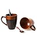 Cool Coffee Mug, Handmade Wood Coffee/Tea Cup 11 OZ with Spoon for Men/Women, Best Eco-friendly Wood Gifts(1, Black)