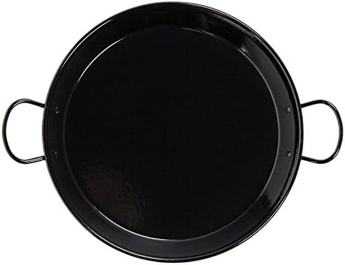 La Valenciana 60 cm Enameled Steel Frying Pan with 2 Handles, Black