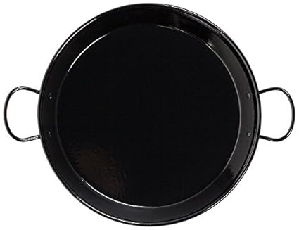 La Schale 36 cm, emaillierter Edelstahl induktionsgeeignet Paella-Pfanne mit Griffen aus Keramik, Schwarz