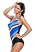 Dokotoo Womens Stripes Color Block One Piece Bathing Suit Swimsuit Monokini Blue M