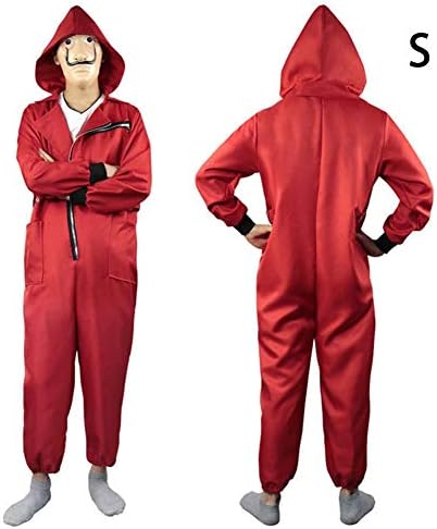 precauti Third Episode Banknote House Dali Red Zipper Jumpsuit Halloween Cosplay Adult Clown Suit Costume(Masks Are Not Included)