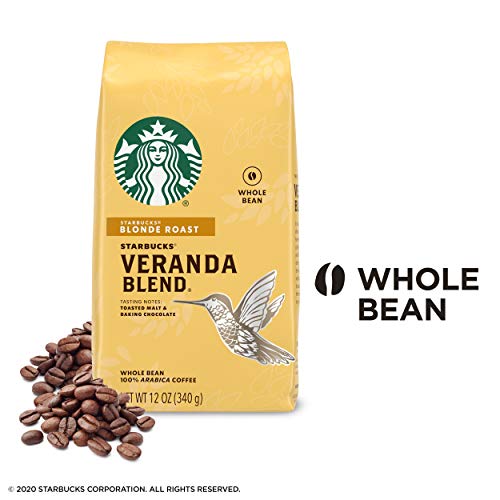 STARBUCKS BLONDE ROAST WHOLE BEAN COFFEE — VERANDA BLEND — 100% ARABICA — 1 BAG (12 OZ.)