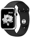 top4cus Apple Watch Band 42mm Soft Silicone Replacement Sport Strap iWatch Band for Apple Watch 42mm Model Series 1 and Series 2 - Small/Medium - Black