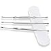 3 Pieces Stainless Steel Ear Pick with Storage Box Silver-JUNING