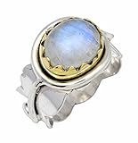 Rainbow Moon Stone 925 Sterling Silver & Brass