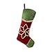 Valery Madelyn 21 inch Farmhouse Burlap Christmas Stockings with Christmas Flower and Plush Cuff Trim, Themed with Tree Skirt (Not Included)