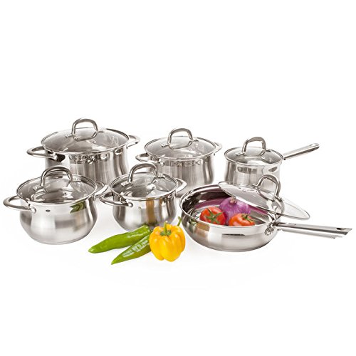 Click Here to See More Images Alpine Cuisine 12-Piece Stainless Steel Cookware Set