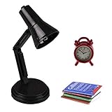 Dengguoli Six-Piece Set 1/12 Dollhouse Miniature Metal Alarm Clock LED Desk Reading Lamp Toy Cute Doll House Mini Book Notebook Magazine