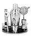 Premium 7 Piece Cocktail Making Set & Bar Shaker Kit by Bar Brat ™ / Free 130 Cocktail Recipe (ebook) Included/Pre-Built Stainless Steel Stand for All Your Bar Pieces
